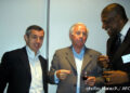 Alain Giresse, Michel Hidalgo et David Mayebi à l'inauguration du nouveau siège de la Fifpro