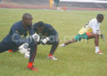Les trois gardiens à l'entraînement (Kameni au milieu)