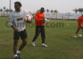 Stephane Bikey à l'entraînement mardi matin au Caire