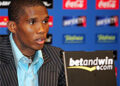 Samuel Eto'o speaking yesterday