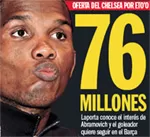 Abrahamovitch prêt à débourser 76 millions d’euros pour Samuel Eto’o