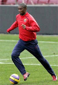 Eto'o à l'entraînement ce mercredi