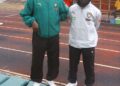 l'entraîneur Martin Ndtoungou et son adjoint Emmanuel Doumbe Bosso