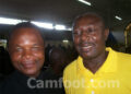 Joseph Kamga et Edmond Enoka (jaune) ex adversaires et coéquipiés du Tchobang, venus au dernier "Aurevoir"