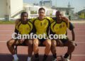 Eric Djemba-Djemba, Talal El Karkouri (capitaine de l'équipe du Maroc) et Bill Tchato