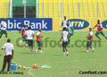 Les Lions pendant les entraînements de ce matin à Accra