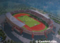 Maquette de l'un des stade de 20 000 places assises à construire à Bafoussam et Limbé par l'entreprise chinoise