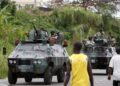 L'armée gabonaise présente autour du stade de Libreville samedi dernier
