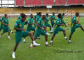 Les Lions enchaînant les mouvements ce mardi à Yaoundé