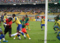 Menace devant le but gabonais