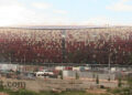 Le nouveau stade de Johannesburg (Soccer city) en finition