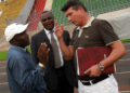 Yves Colleu et Doumbe Bosso coach des Astres de Douala et coach national adjoint des Lions Espoirs