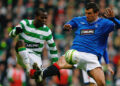 Celtic vs Rangers: Landry Nguemo et Lee McCulloch (Rangers) se taclent