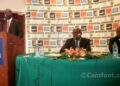 Pendant la conférence de presse de la Fecafoot ce vendredi à Yaoundé