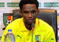 Samuel Eto'o pendant la conférence de presse
