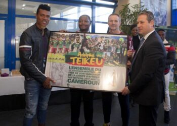 Adolphe Teikeu, reçu en grande pompe à Sochaux