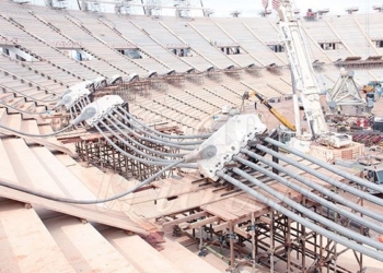 Stade Olembe : On prépare la pose de la toiture