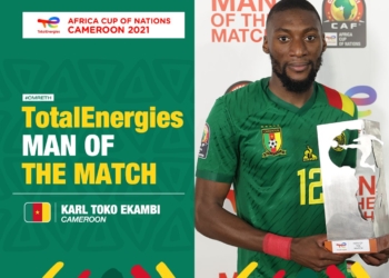 Toko Ekambi, joueur du match Cameroun – Éthiopie