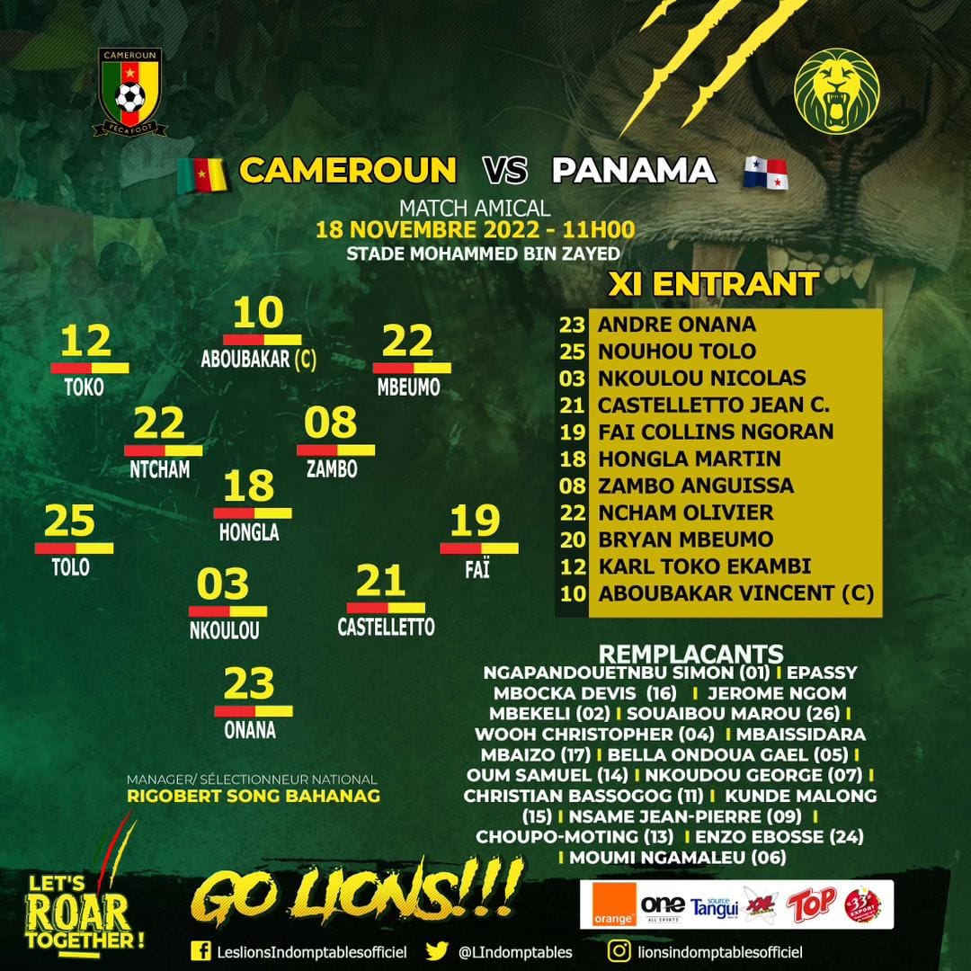 Cameroun - Panama : en direct vidéo