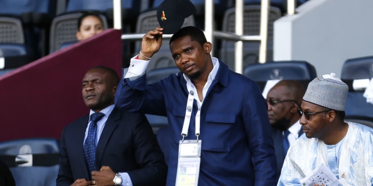 Le président de la Fécafoot Samuel Eto'o au Stade