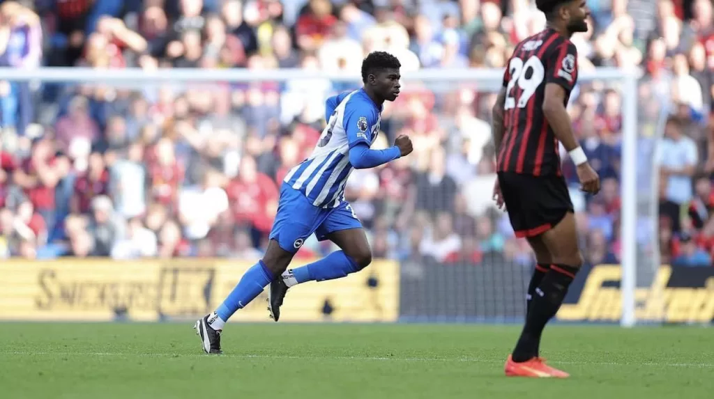 Premier match de Carlos Baleba en Premier League avec Brighton