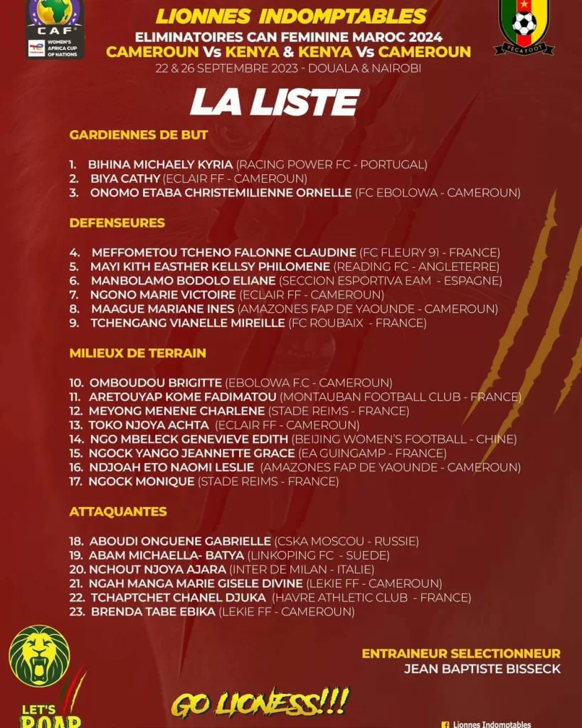 Jean-Baptiste Bisseck, le nouveau sélectionneur des Lionnes Indomptables, a rendu sa première liste des 23 joueuses. 