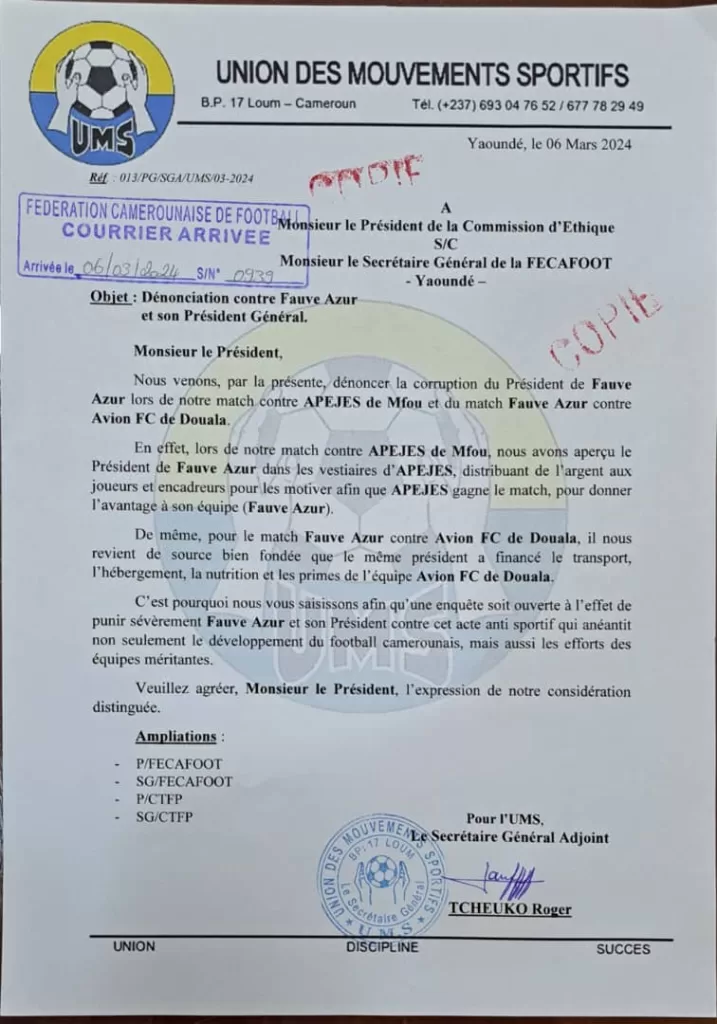 Elite One, Ums dénonce les actes de corruption de Fauve Azur