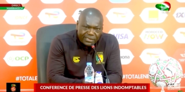 David Pagou en conf'presse contre le Mozambique