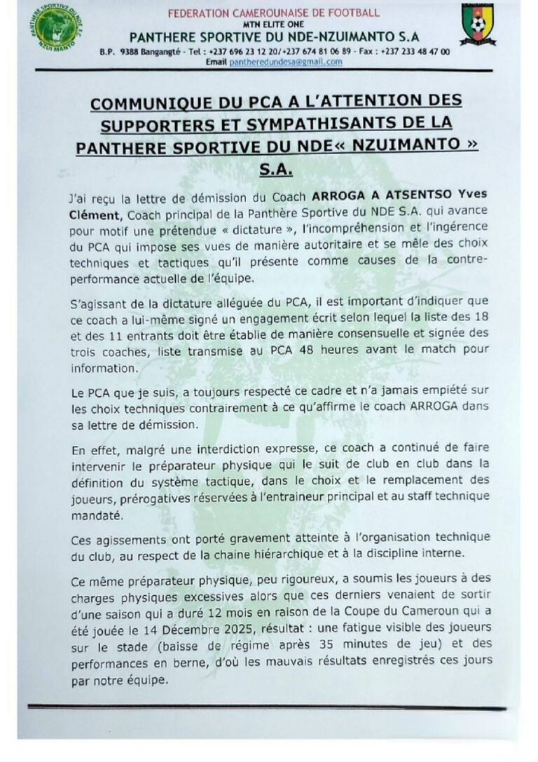 Qualifié de « dictateur », le PCA de Panthère n’a pas loupé Arroga