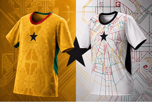 Maillot du Ghana inspiré ddu kente, l'une des traditions textiles les plus emblématiques du pays pour le Mondial 2026
