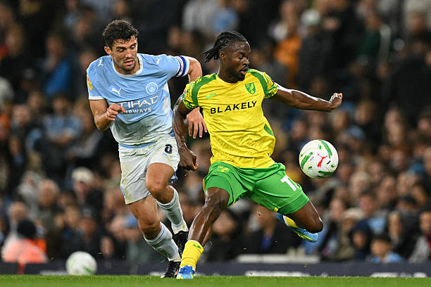 Darlin Yongwa de Norwich lors du match contre Manchester City lors du match de Carabao Cup 2026